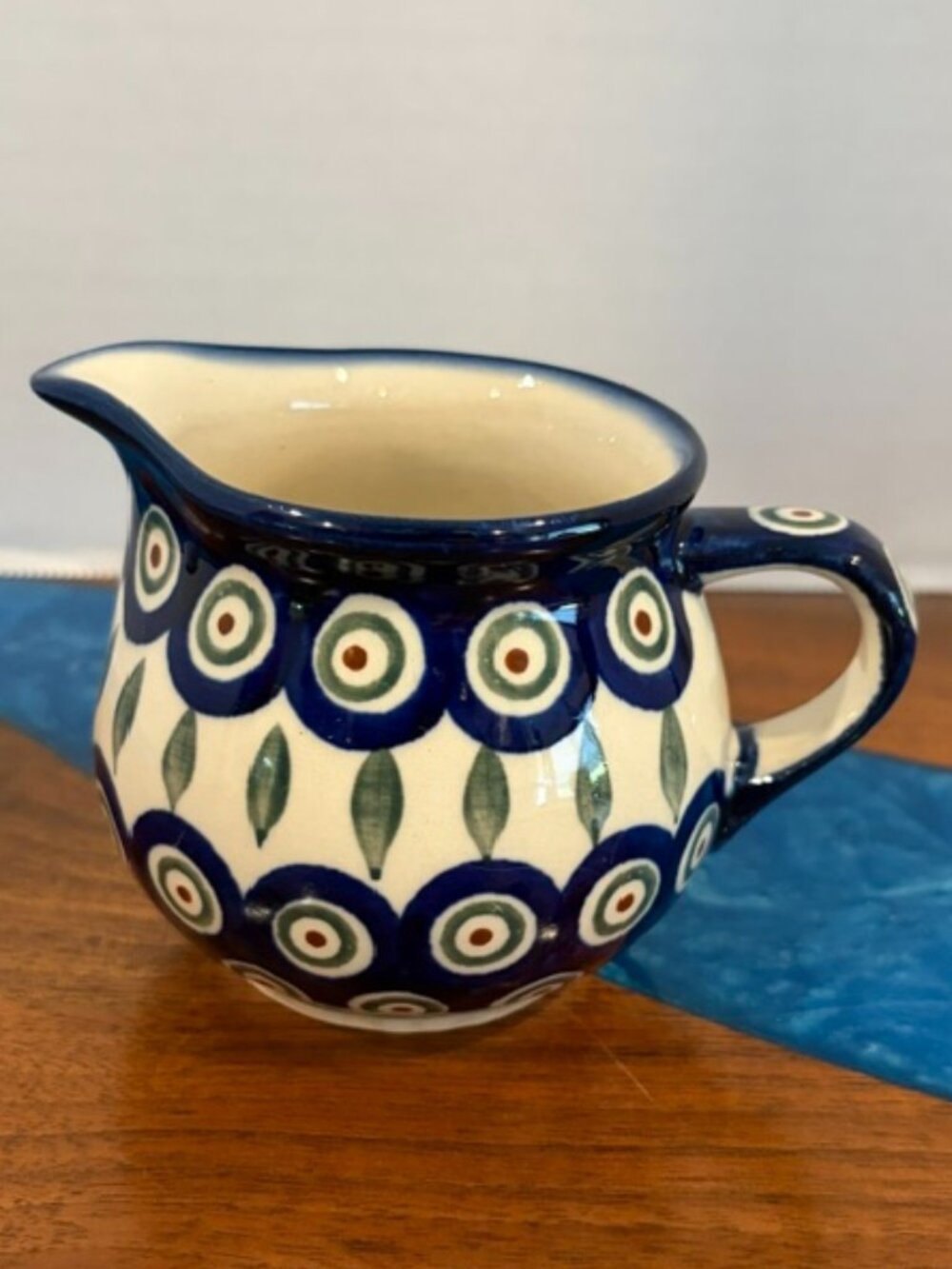 Boleslawiec Polish‎ Pottery Peacock Eye 8oz Creamer Pitcher